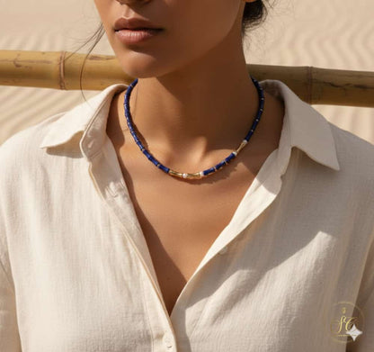 Timeless Natural Blue Stone And Freshwater Node Necklace - SeoulChic.store
