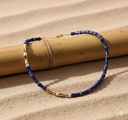 Timeless Natural Blue Stone And Freshwater Node Necklace - SeoulChic.store
