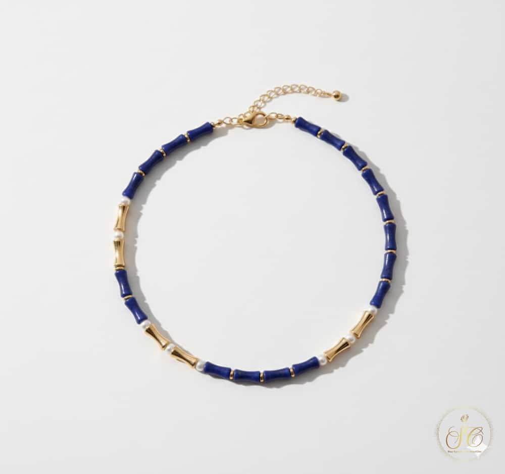 Timeless Natural Blue Stone And Freshwater Node Necklace - SeoulChic.store