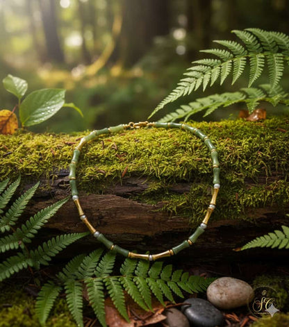 Signature Olive Green Natural Stone And Freshwater Node Necklace - SeoulChic.store