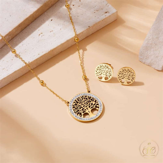 Refined Premium Prosperity Tree Design Jewelry Set - SeoulChic.store