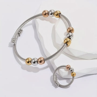 Modern Unique Stainless Steel Gold Jewelry Set