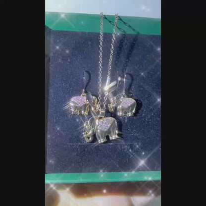 Refined Elephant Copper Micro Inlaid Zirconia Jewelry Set