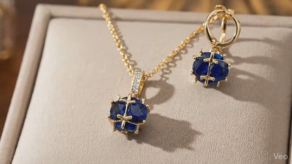 Luxury Elegant Blue Zirconia Jewelry Set