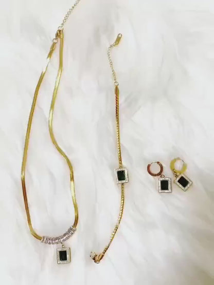 Elegant Luxurious White Tbar Stainless Steel Jewelry Set