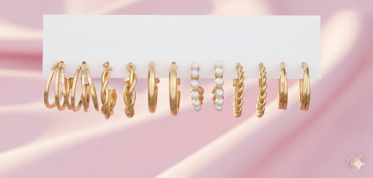 Refined 6Pairs Of Elegant Stylish Goldplated Metallic Earring Set - SeoulChic.store