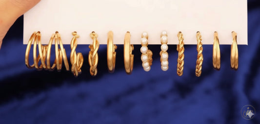 Refined 6Pairs Of Elegant Stylish Goldplated Metallic Earring Set - SeoulChic.store