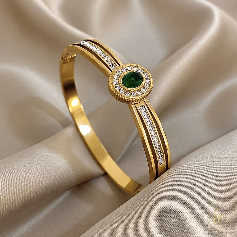 Graceful Retro Irregular Square Green Synthetic Zirconia Bracelet - SeoulChic.store