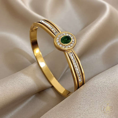 Graceful Retro Irregular Square Green Synthetic Zirconia Bracelet - SeoulChic.store