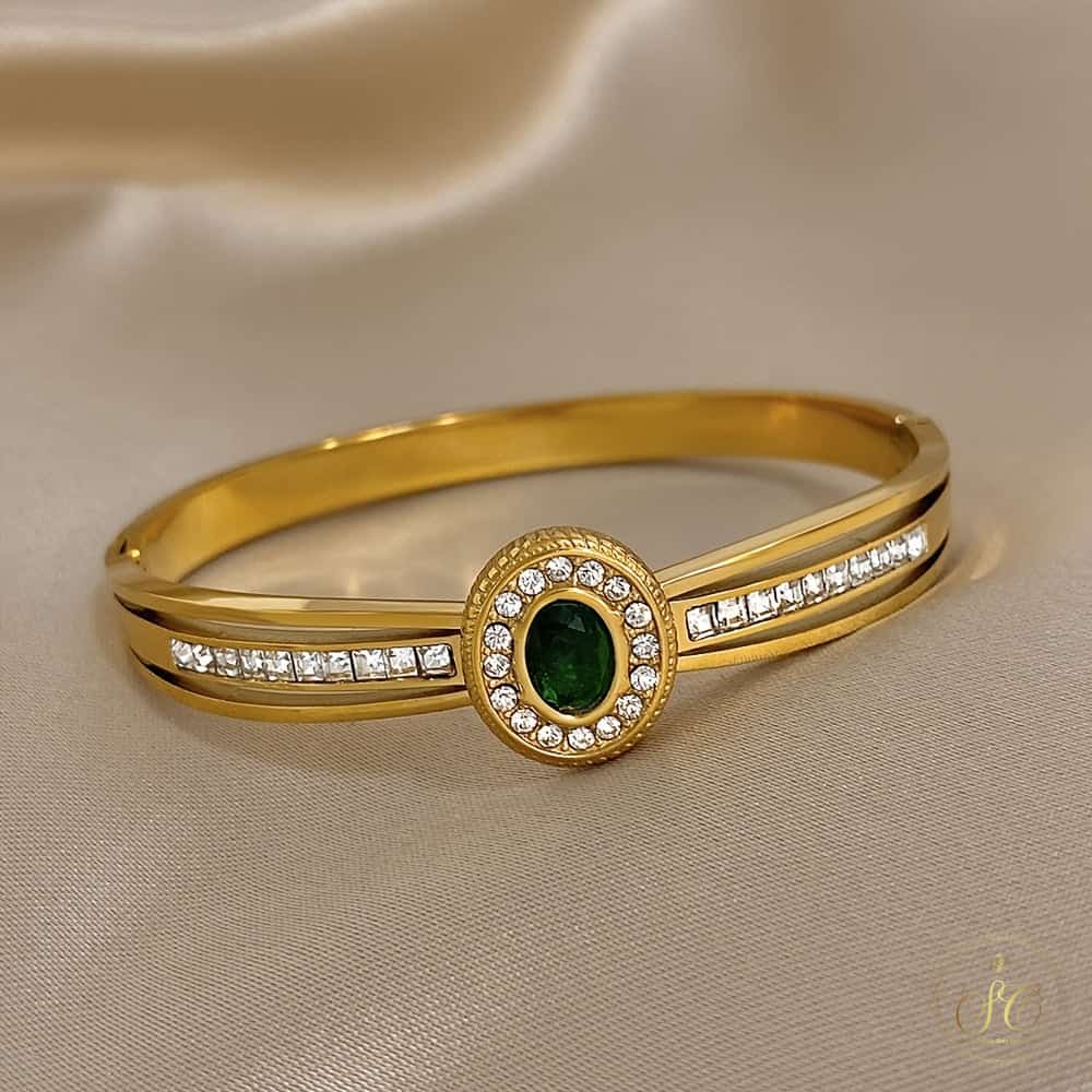 Graceful Retro Irregular Square Green Synthetic Zirconia Bracelet - SeoulChic.store