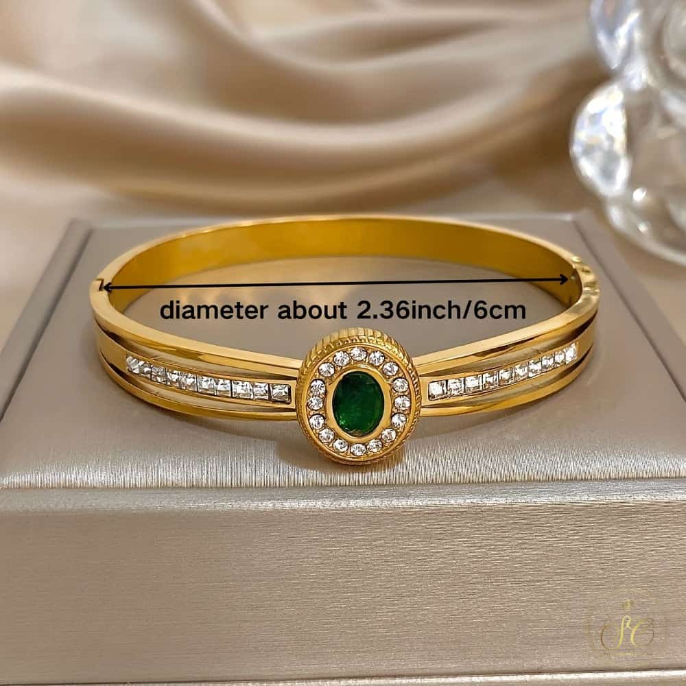 Graceful Retro Irregular Square Green Synthetic Zirconia Bracelet - SeoulChic.store