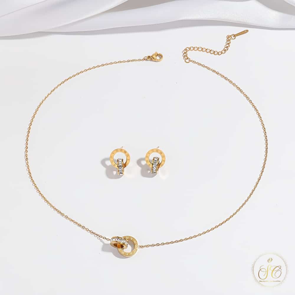 Modern Roman Numeral Zirconia Jewelry Set - SeoulChic.store