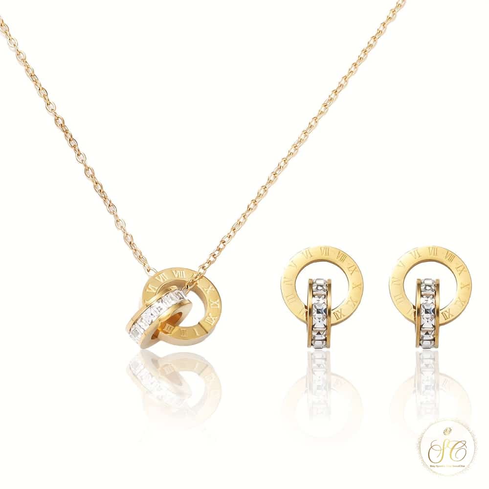 Modern Roman Numeral Zirconia Jewelry Set - SeoulChic.store