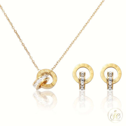 Modern Roman Numeral Zirconia Jewelry Set - SeoulChic.store