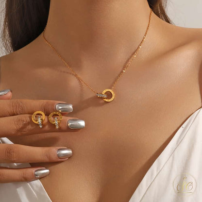 Modern Roman Numeral Zirconia Jewelry Set - SeoulChic.store