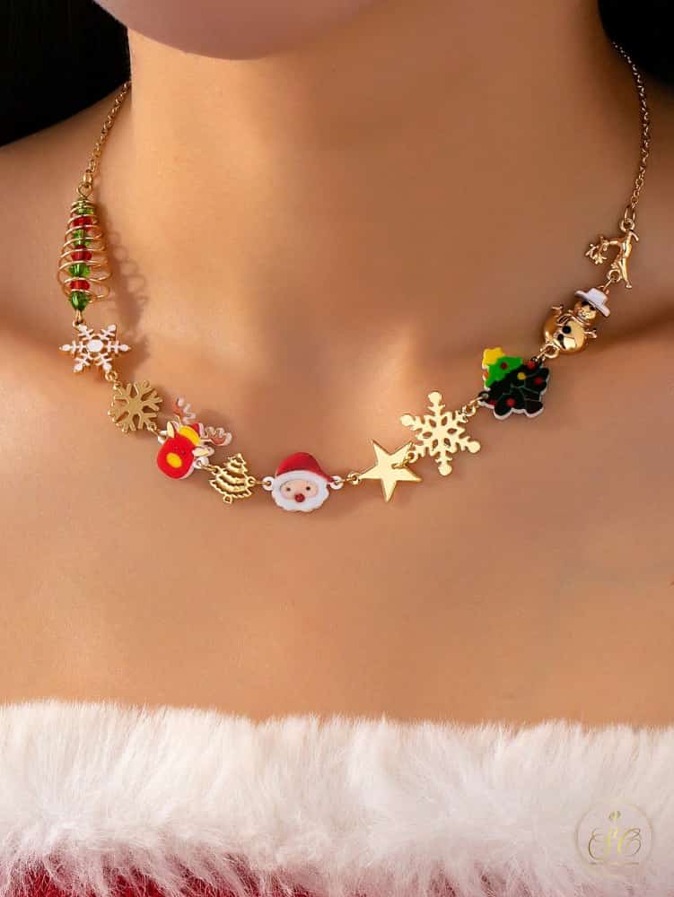 Signature Santa Snowflake Candy Cane Necklace - SeoulChic.store
