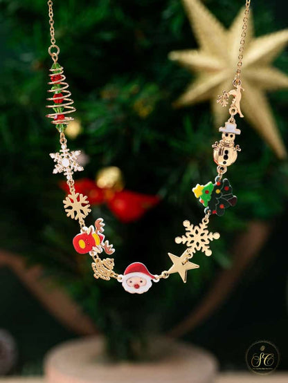 Signature Santa Snowflake Candy Cane Necklace - SeoulChic.store
