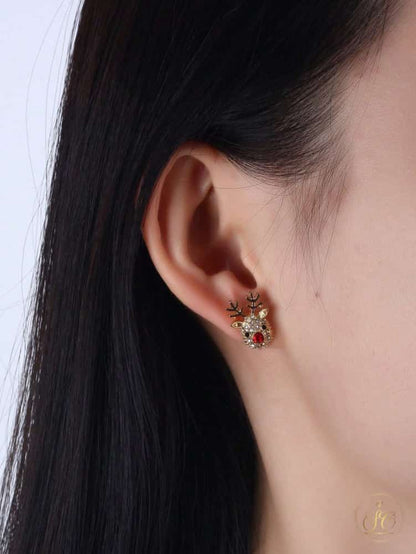 Premium Sparkling Rhinestone Deer Earrings - SeoulChic.store