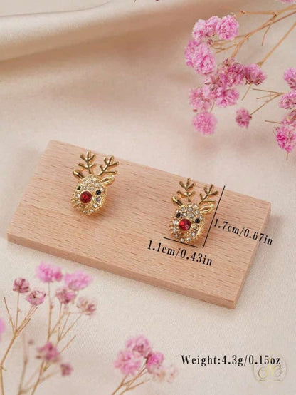 Premium Sparkling Rhinestone Deer Earrings - SeoulChic.store
