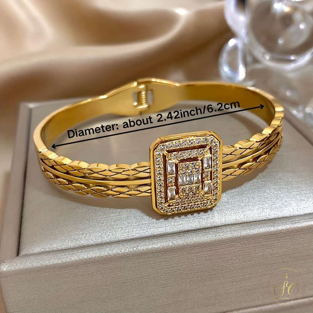 Modern Stainless Steel Square Silver Rhinestone Bracelet - SeoulChic.store