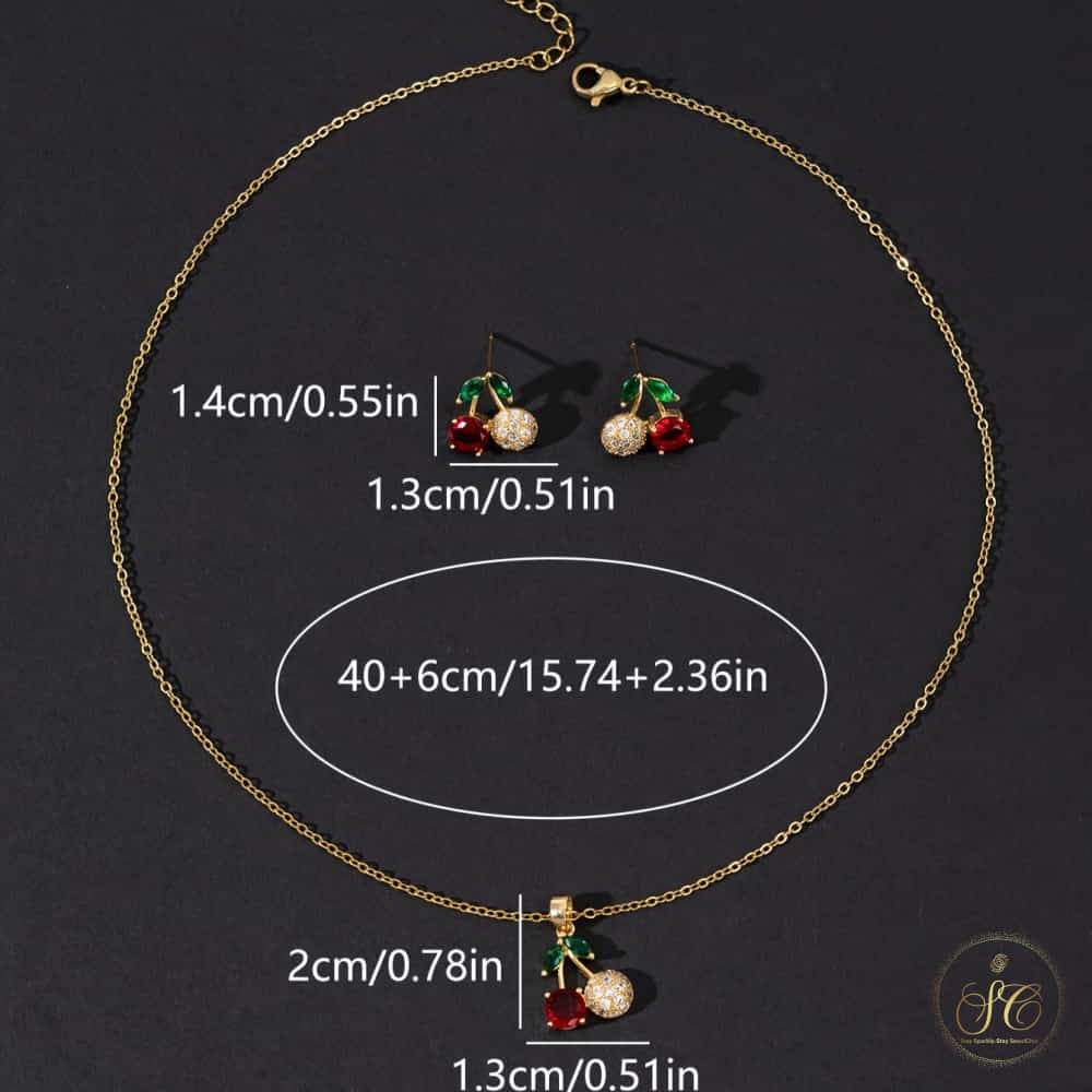 Classic Stylish And Cute Red Cherry Jewelry Set - SeoulChic.store