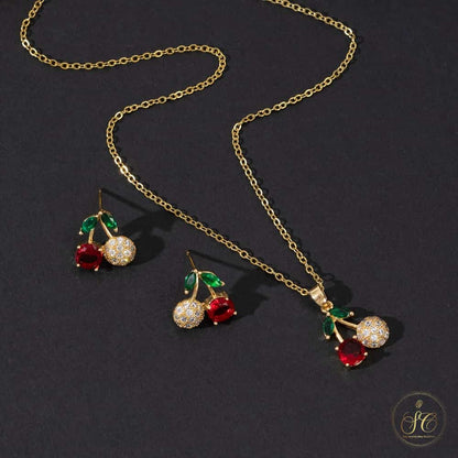 Classic Stylish And Cute Red Cherry Jewelry Set - SeoulChic.store
