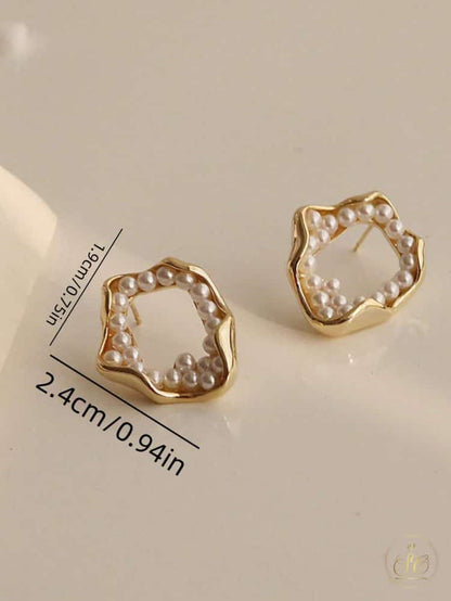 Refined Stylish Asymmetrical Hollow Out Shell Faux Pearl Earrings - SeoulChic.store