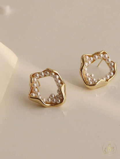 Refined Stylish Asymmetrical Hollow Out Shell Faux Pearl Earrings - SeoulChic.store