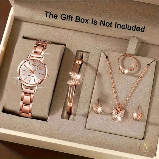 Timeless Stylish Watch And Butterfly Jewelry Set - SeoulChic.store