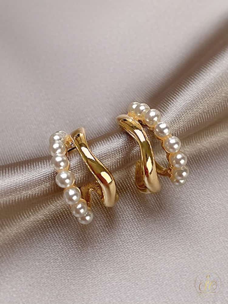Premium Trendy Zinc Alloy Faux Pearl Cuff Earrings - SeoulChic.store
