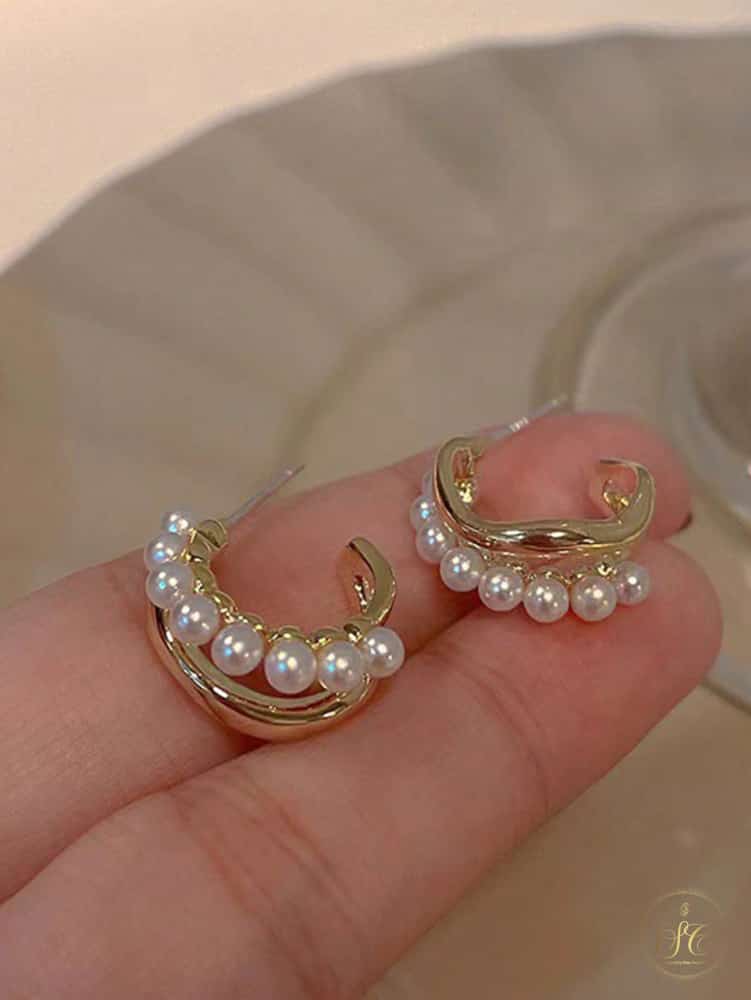 Premium Trendy Zinc Alloy Faux Pearl Cuff Earrings - SeoulChic.store