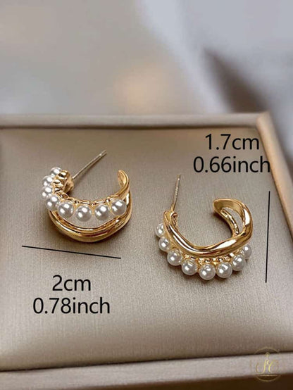 Premium Trendy Zinc Alloy Faux Pearl Cuff Earrings - SeoulChic.store