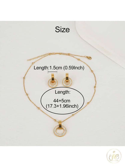 Graceful Unique Copper Zirconia Design Collarbone Jewelry Set - SeoulChic.store
