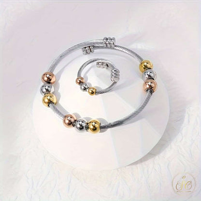 Modern Unique Stainless Steel Gold Jewelry Set - SeoulChic.store