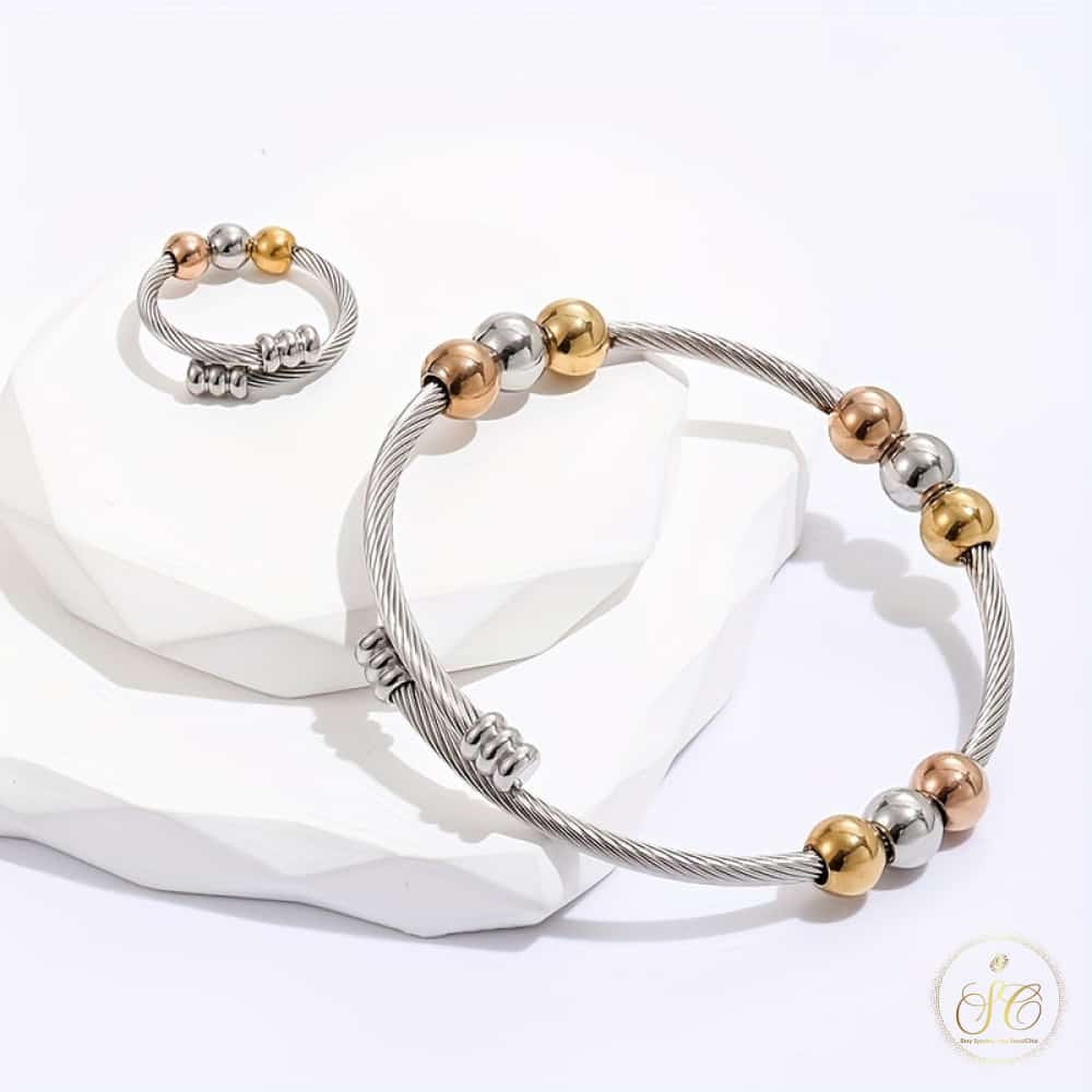 Modern Unique Stainless Steel Gold Jewelry Set - SeoulChic.store