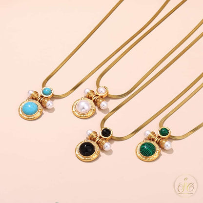 Elegant Vintage Bohemian Green Goldtone Necklace - SeoulChic.store