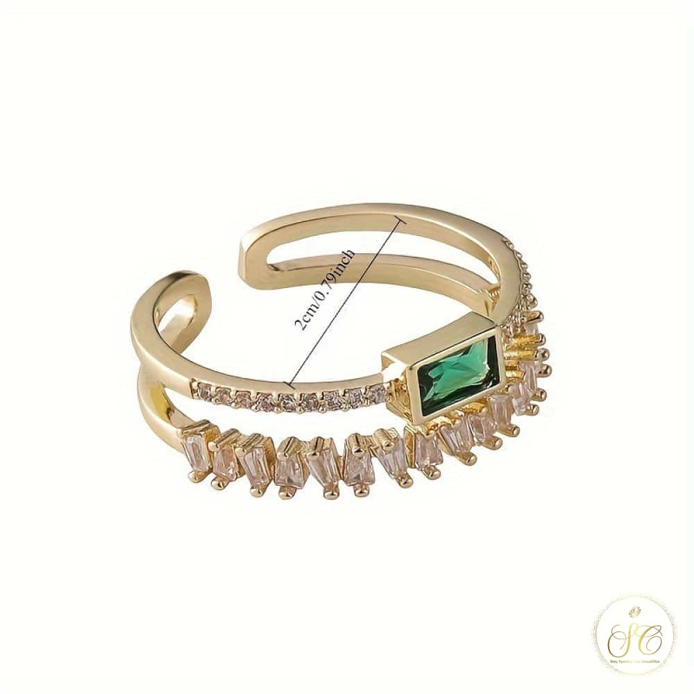 Modern Vintage Elegant Square Green Zirconia Ring - SeoulChic.store