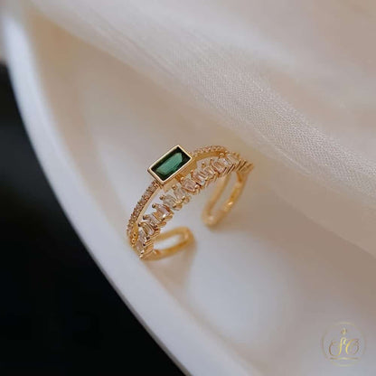 Modern Vintage Elegant Square Green Zirconia Ring - SeoulChic.store