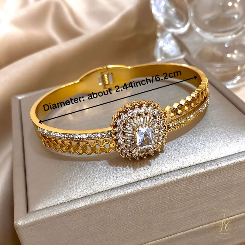 Timeless Vintage Stainless Steel Sparkling Rhinestone Small Square Bracelet - SeoulChic.store