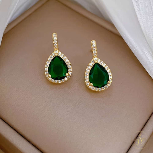 Refined Waterdrop Green Zirconia Pendant Jewelry Set - SeoulChic.store