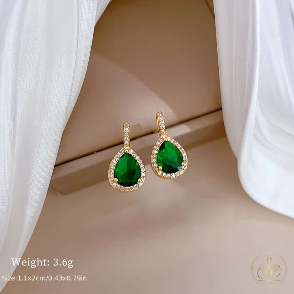 Refined Waterdrop Green Zirconia Pendant Jewelry Set - SeoulChic.store